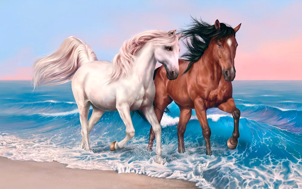 Horse landscape with horses