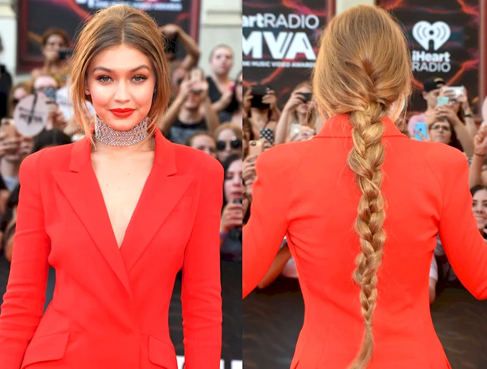 Jigi Hadid pigtails