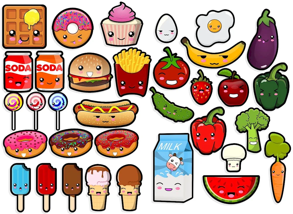 Food stickers for drawing
