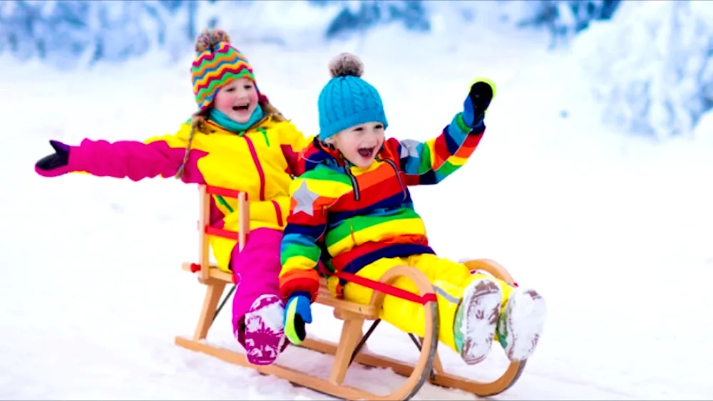 Children on a sled