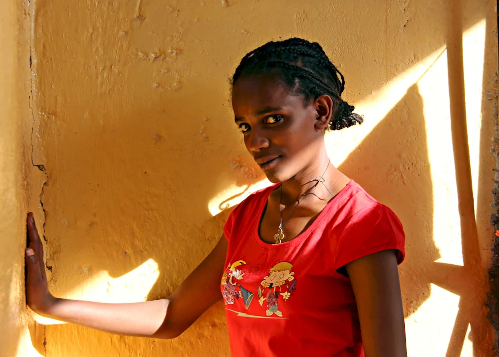 Ethiopian woman with blue eyes