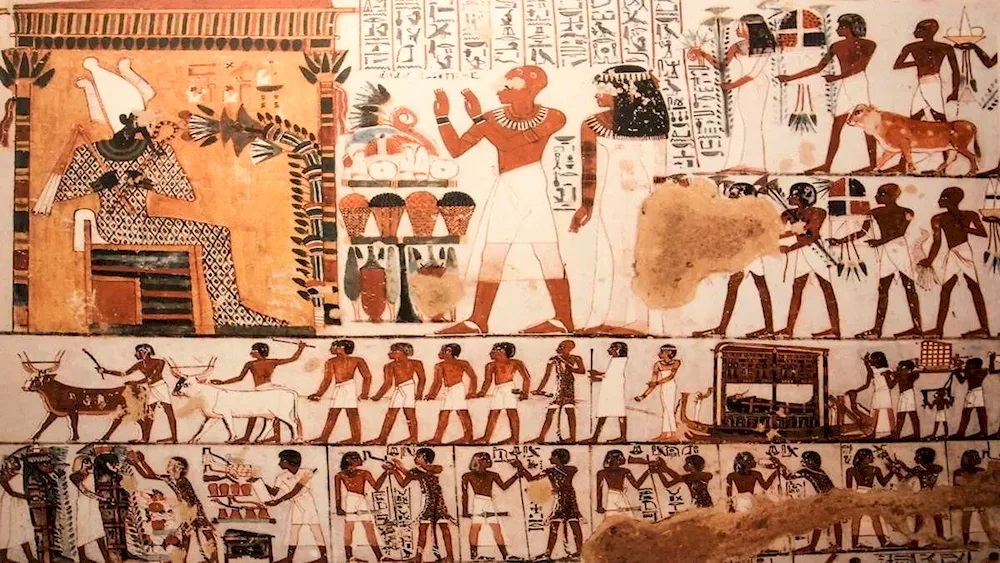 Egyptian frescoes of pharaohs