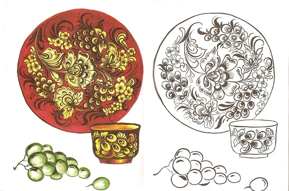 Elements of gold Khokhloma painting