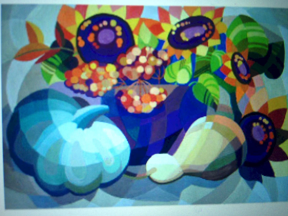 Fruit still life from coloured paper