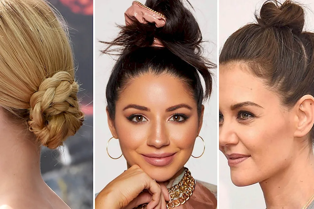 Christmas tree bun hairstyle