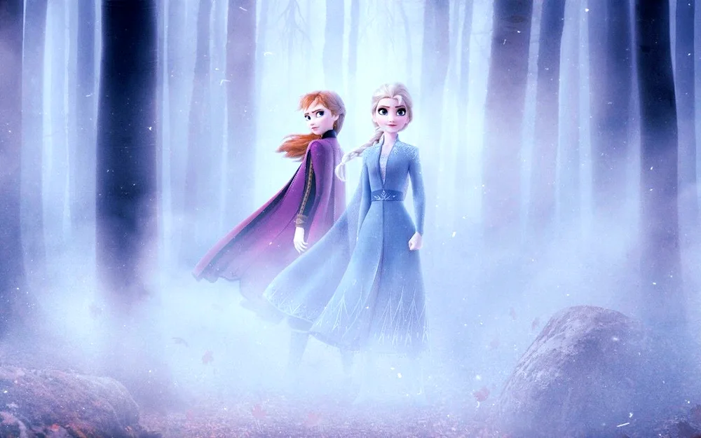 Elsa and Anna and Olaf.