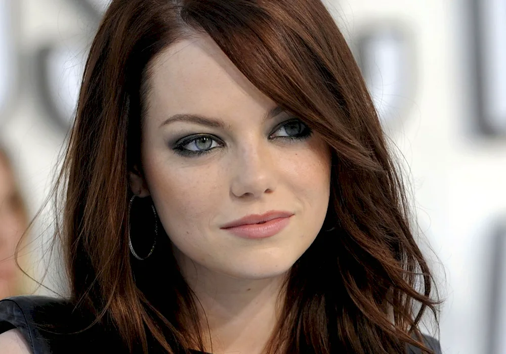 Emma Stone with brown hair