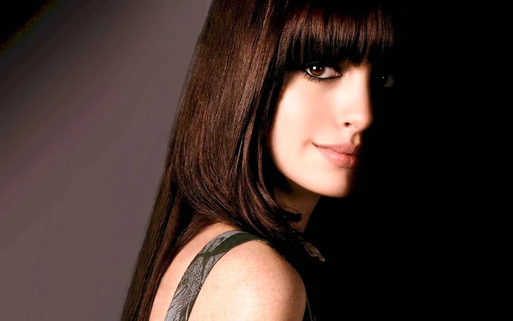 Anne Hathaway with bangs