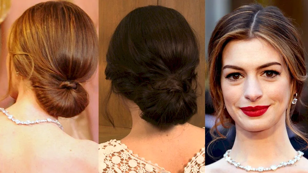 Anne Hathaway bun hairstyle