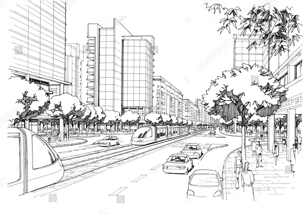 Modern city sketch