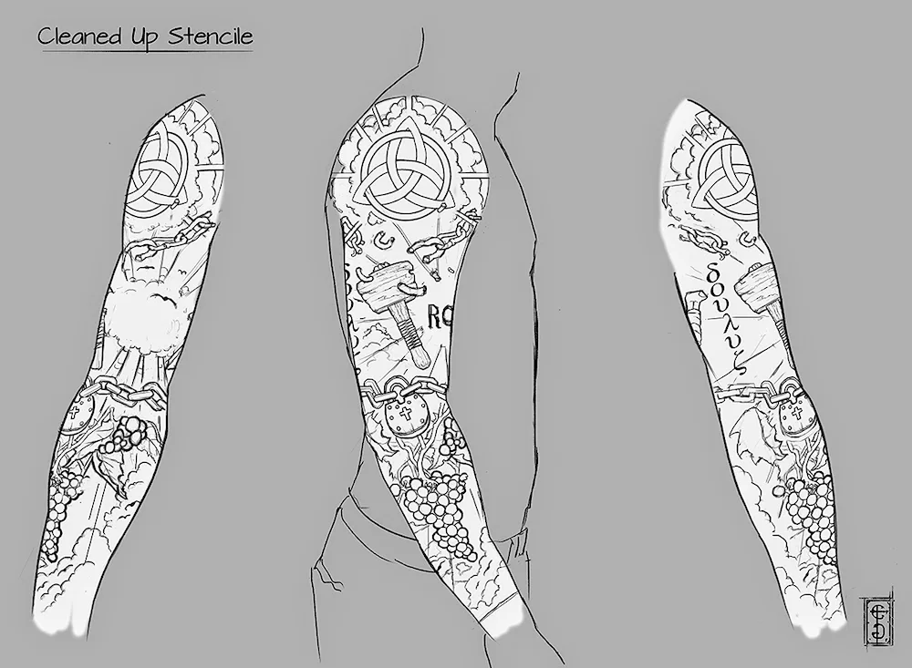 Sketches of arm tattoo