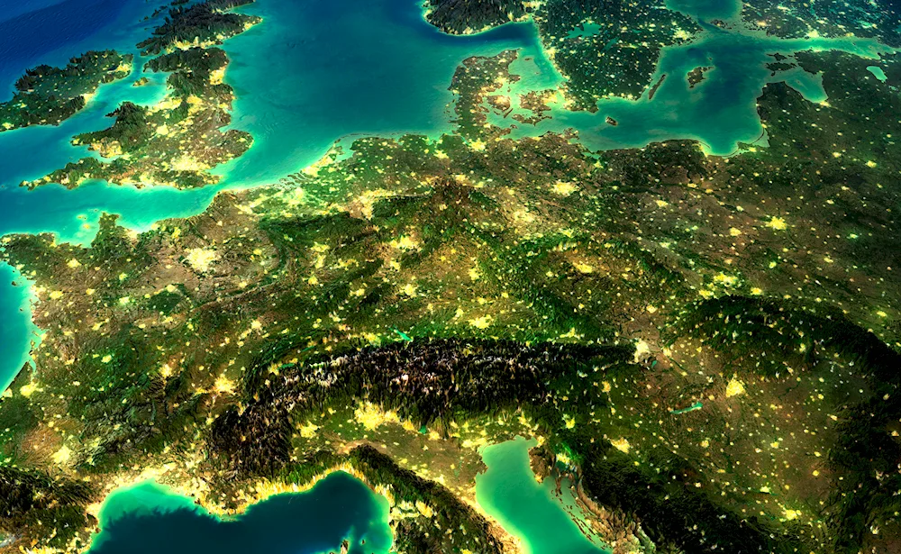 Europe from space at night