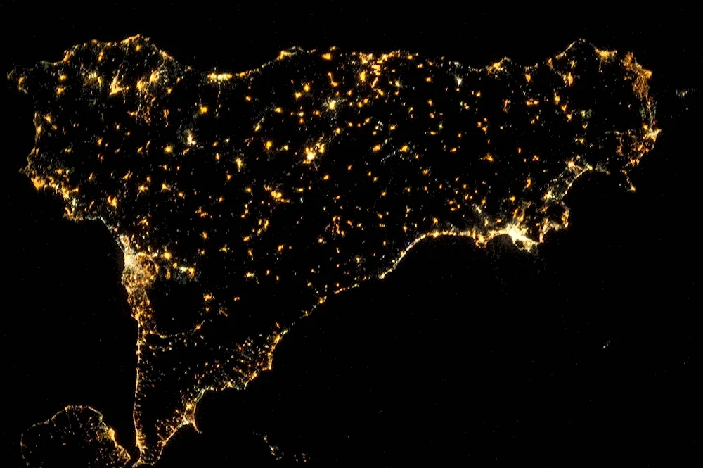 Europe from space at night