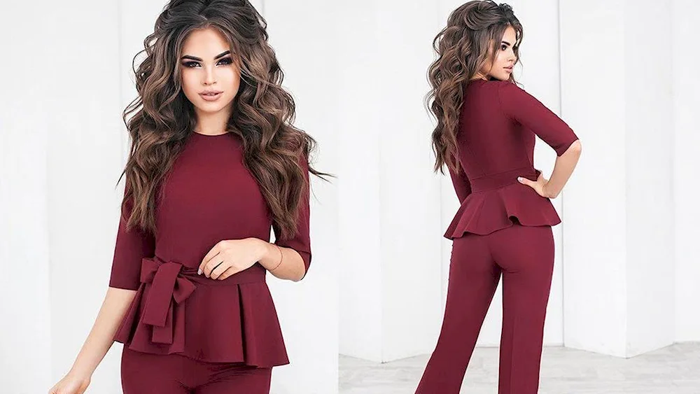 Fashion Factory burgundy pantsuit