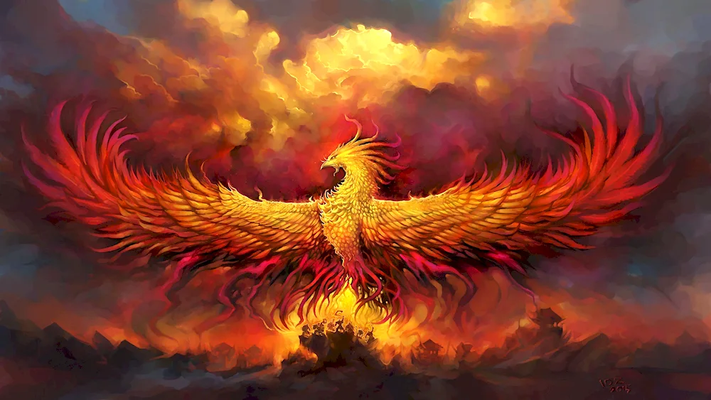 Phoenix Bird Rising from the Ashes