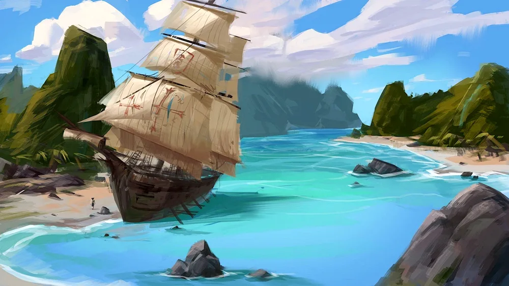 Fantasy art ship Brig