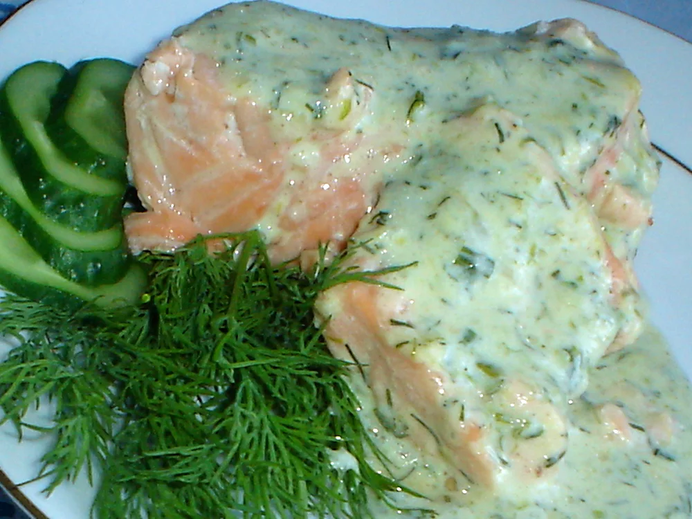 Forel in cream sauce