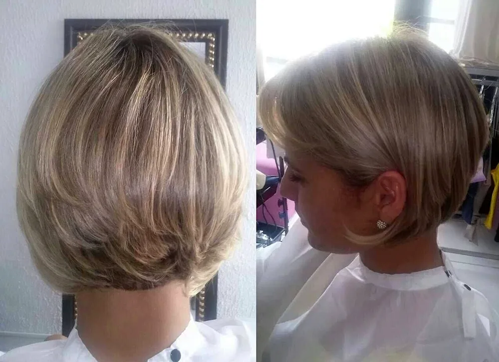 Gradyirovannoe Bob haircut with elongated bangs