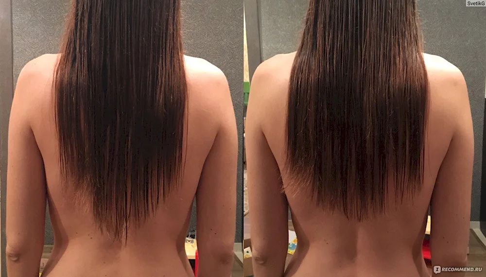 Filouring on long hair before and after