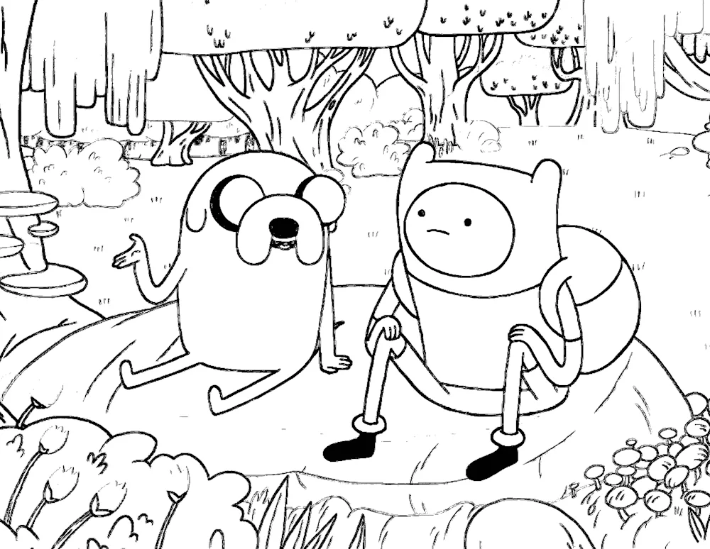 Fin and Jake colouring pages