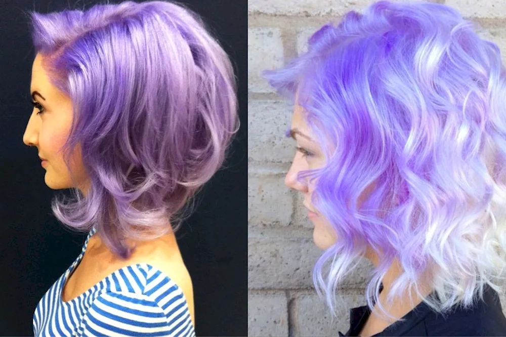 Purple hair colouring on short hair