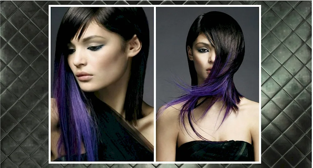 Purple strands on dark hair