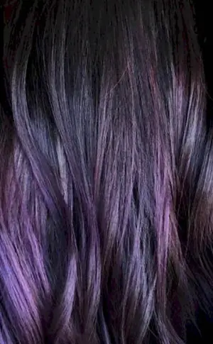Purple strands on dark hair
