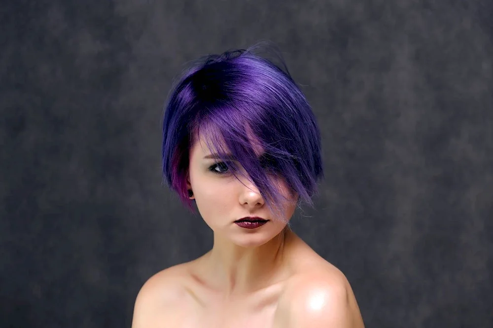 Purple hair short