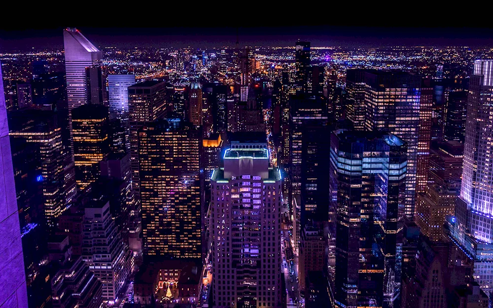 Purple city from above