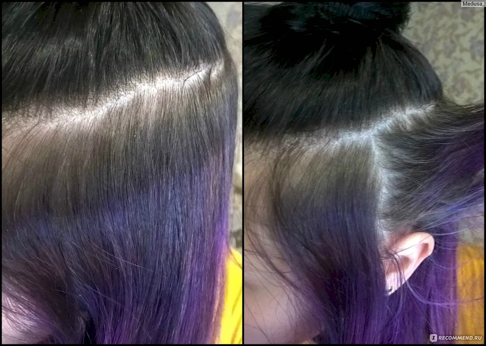 Purple tonic on dark hair without bleaching