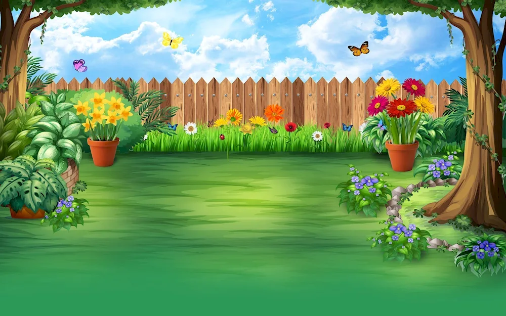 Garden background for a kindergarten