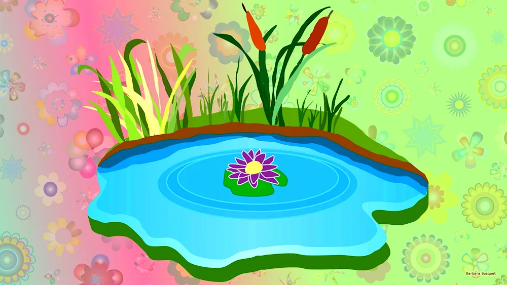 Pond background for children