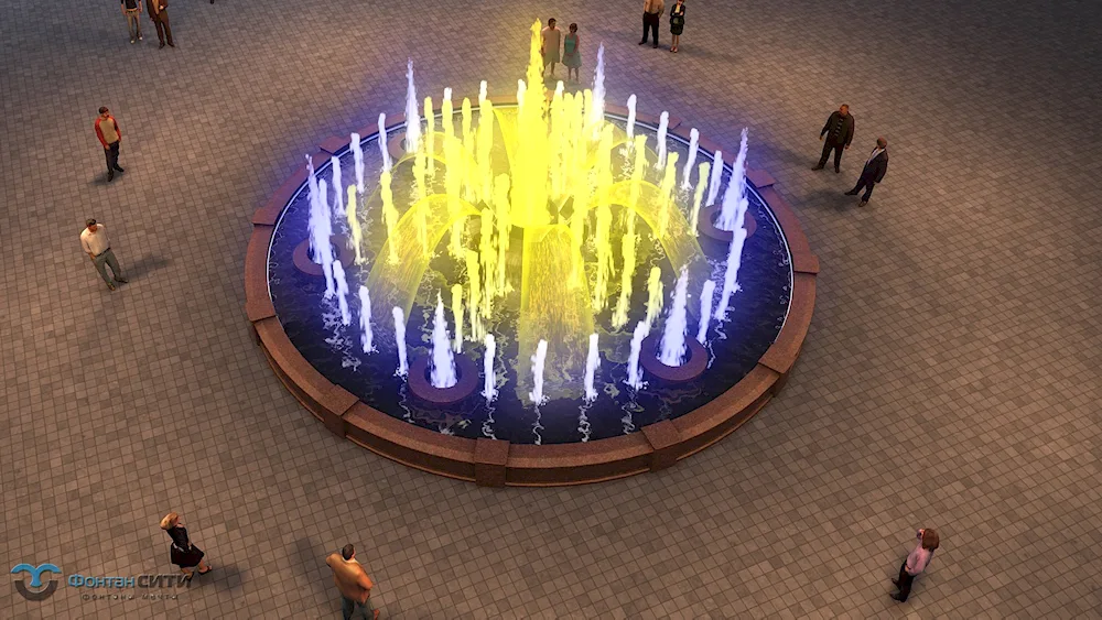 Fountain with lights