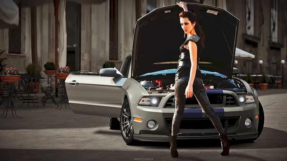 Ford Mustang gt 500 girl in the car