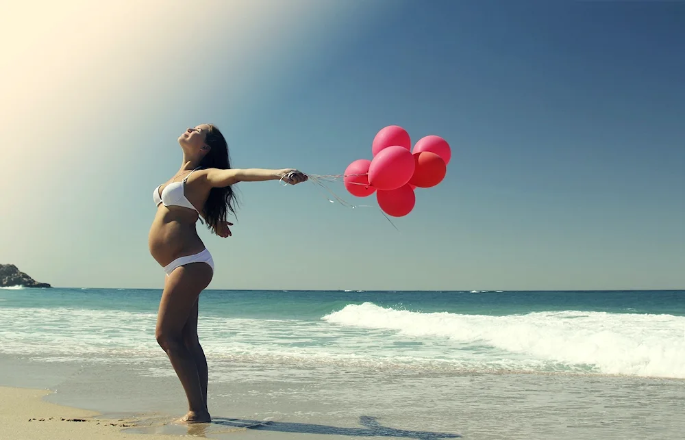 Pregnant on the beach