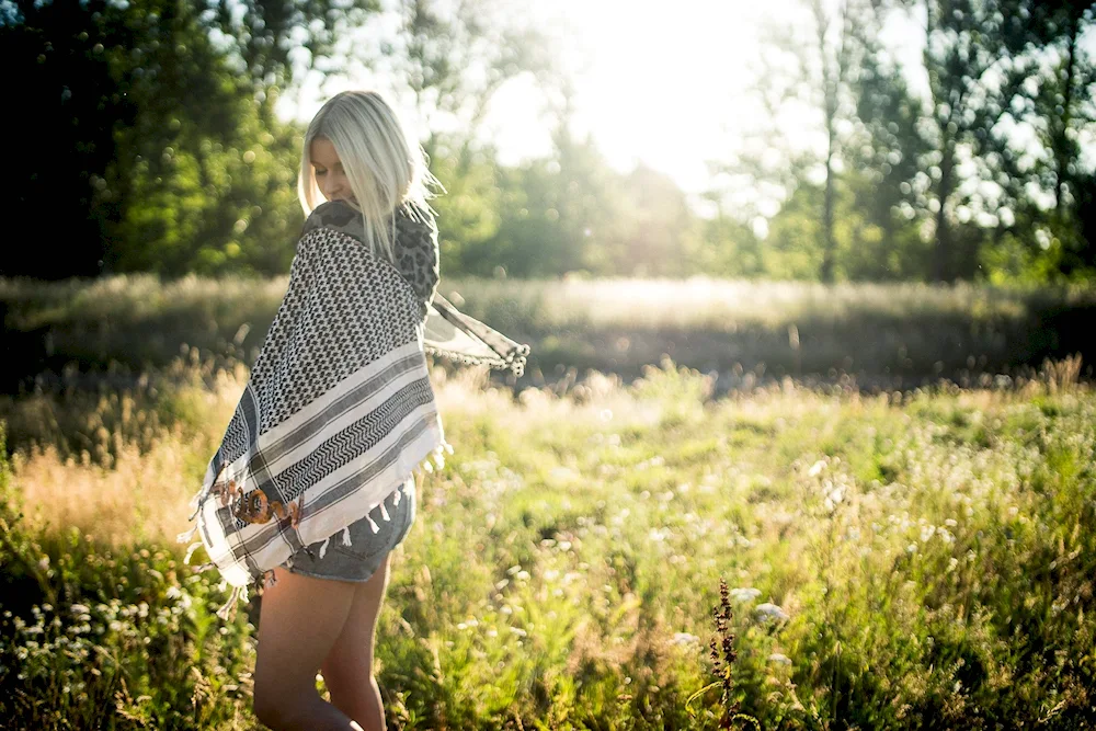 A photo shoot of blondes in nature