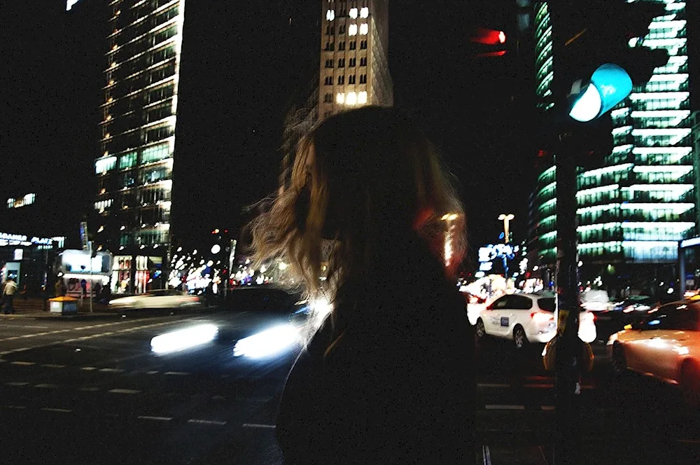 Mirror in the night in the city