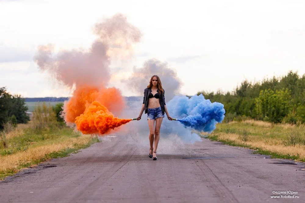 Smoke bomb photo shoot