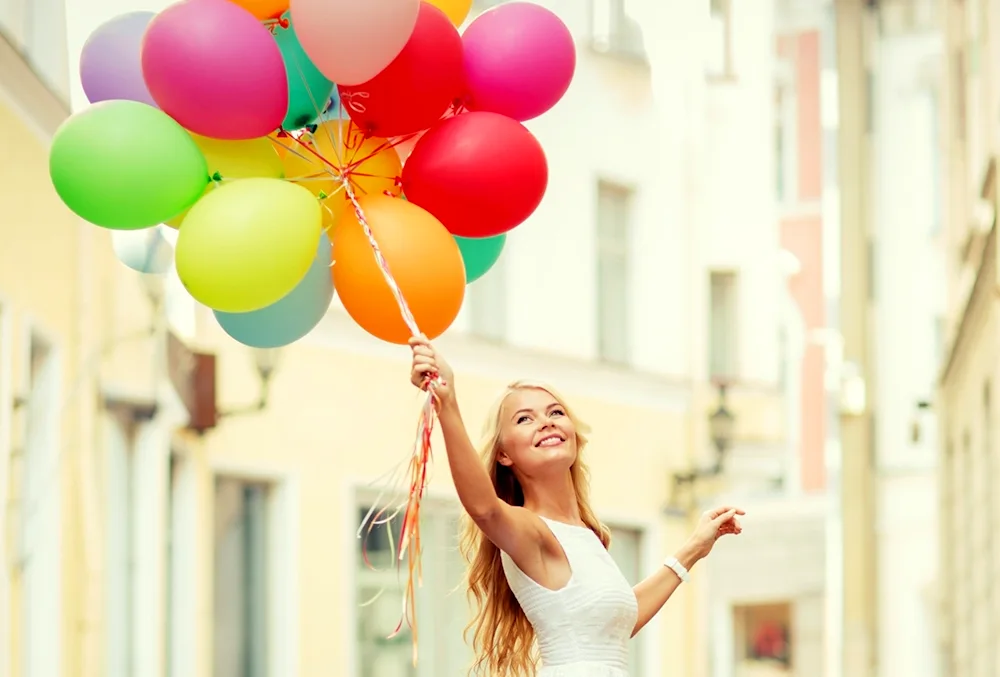 Girl with balloons