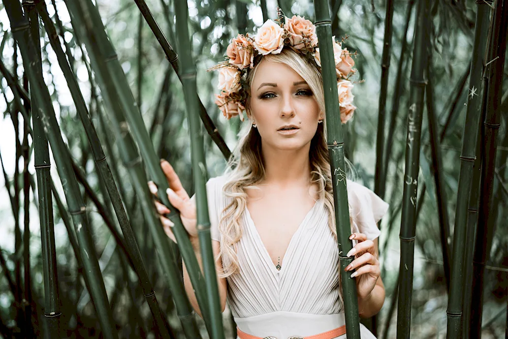 Girl with wreath of flowers