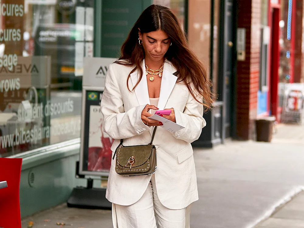 Pantsuit photo shoot on the street