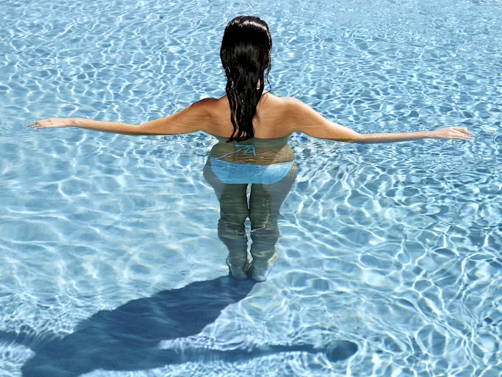 Photoshoot swimming costume sunbathing swimming pool