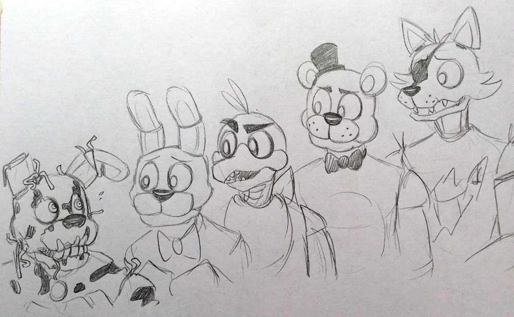 Freddie FNAF pencil drawing