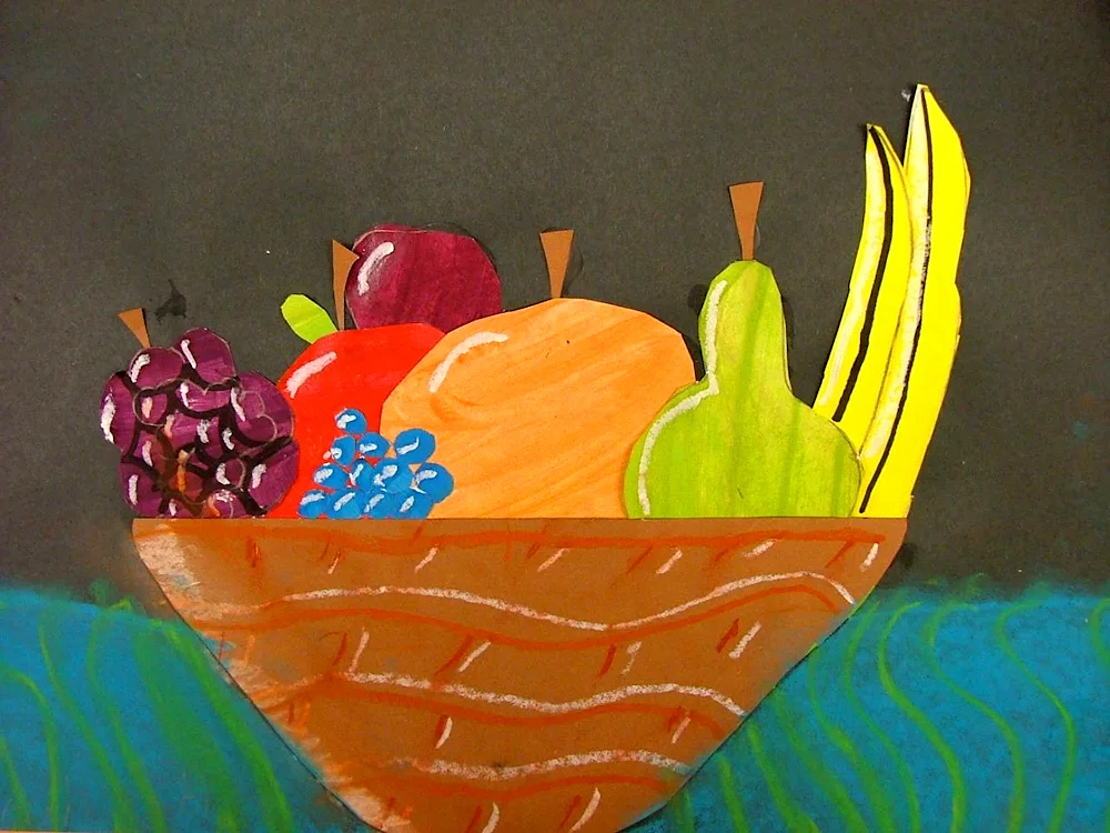 Fruit vase with plasticine fruit