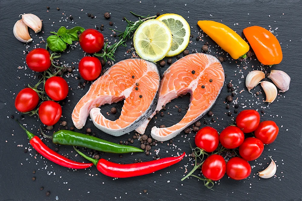 Fruits vegetables seafood