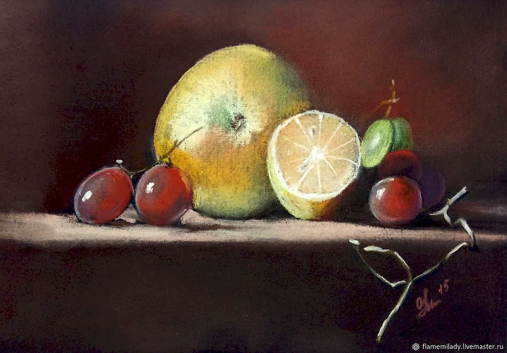Fruits with pastels