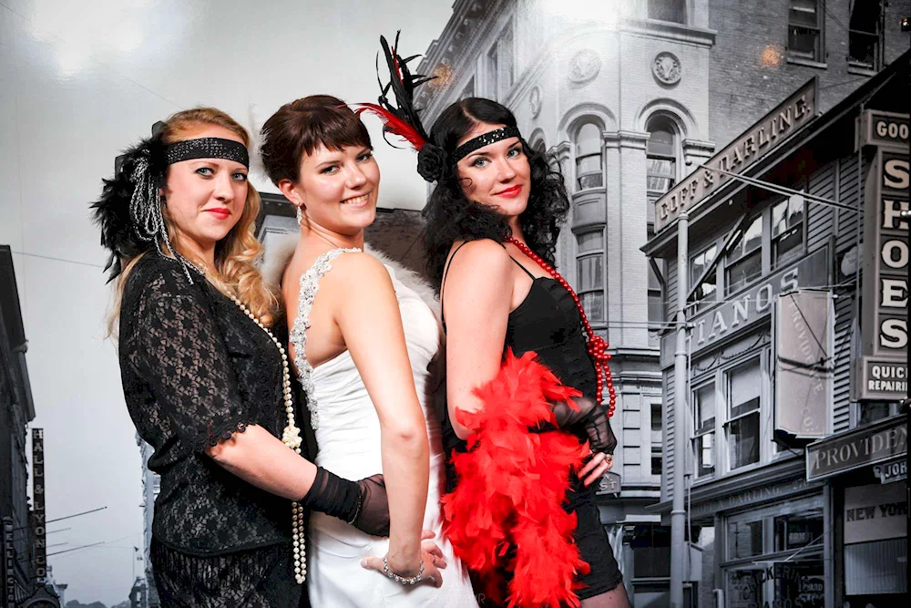 Gangster party in the style of Chicago 20's. 30s