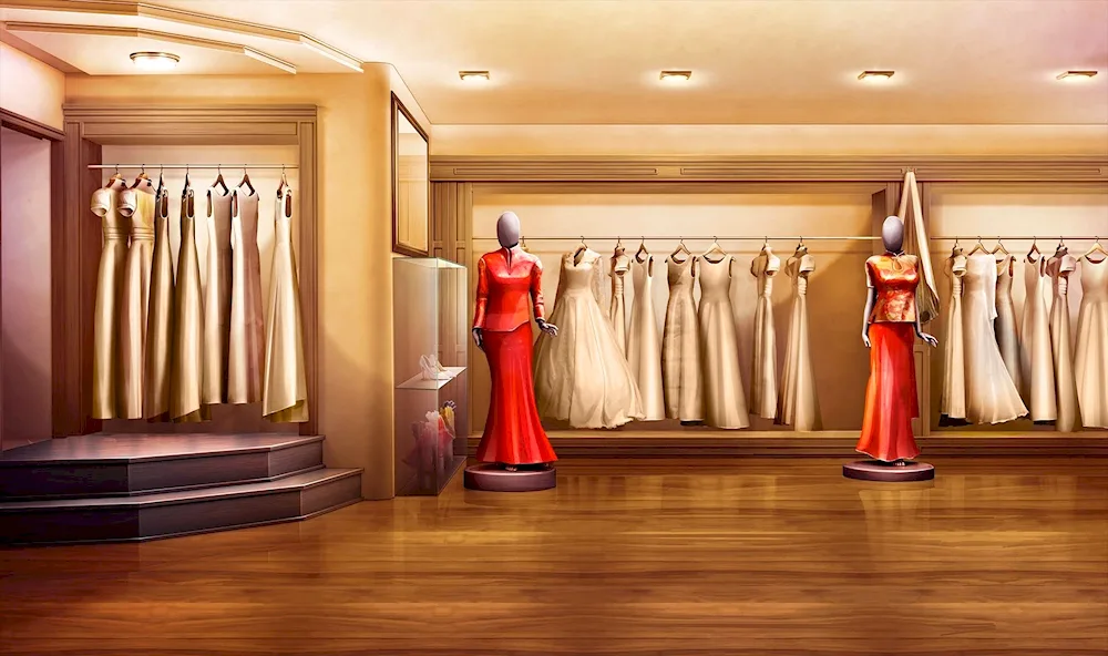 Clothing wardrobe with dresses