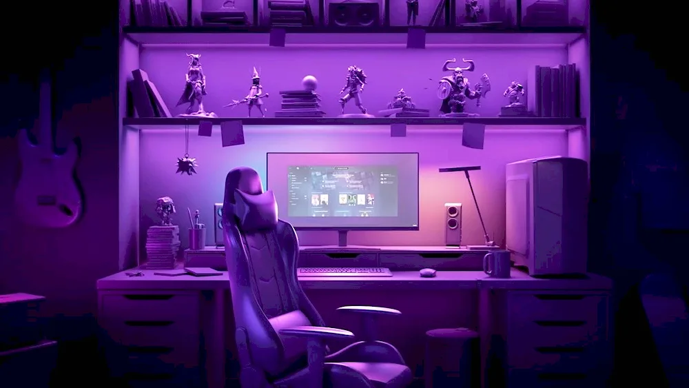 Gamer room with lighting