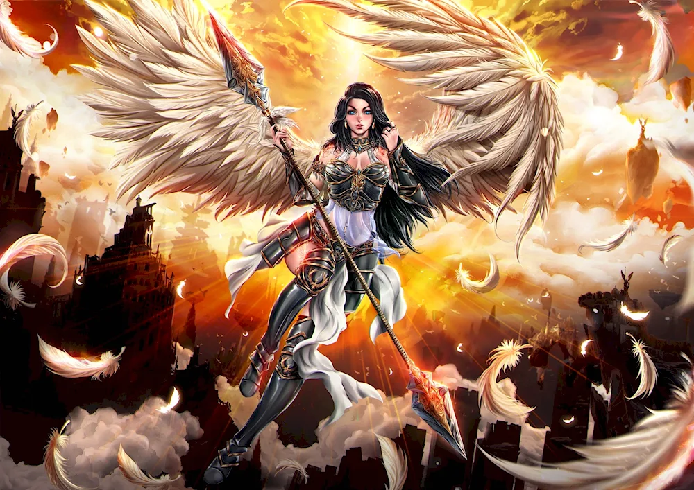 Girl warrior with white hair